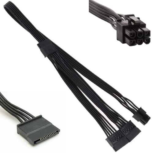Sata Cables 6-Pin Male to 3X 15-Pin Female Sata Adapter Power Supply Cable for Some Types of Corsair Modular PSUs 20-in for Corsair Series