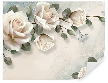Tapeko Papier Peint Panoramique 3D Fleurs Roses 260x180 cm style 3D Fleurs Roses Boutons de Rose Papier Peint intissé pour Chambre Salon Décoration Murale u31353