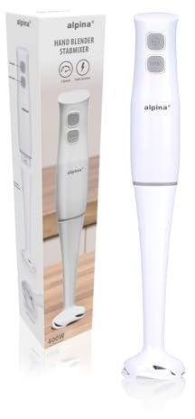 alpina Mixeur Plongeant pour Cuisine 400W - Hand Blender avec Fonction Turbo et Bras Amovible - pour Soupes, Smoothies et Aliments pour Bébés - Lames en Acier Inoxydable - Blanc