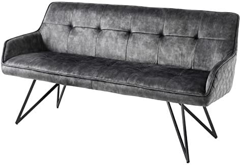 Riess Ambiente Design Bank Euphoria 156cm dunkelgrau Samt im Retrostil mit Ziersteppung