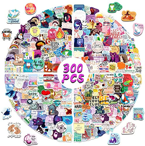 300Pcs Positive Inspirational Words Stickers Pack, Motivational Quotes Decals für Kinder, Jugendliche, Erwachsene, Schulen, Belohnungen, Vinyl Waterproof Trendy Aufkleber