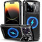 WIFORT for iPhone 14 Pro Case Shockproof Heavy Duty Metal Phone Cases with Camera Protective Stand Compatible with Magsafe 360 Full Body Case & Bulit-in Screen Protector Dustproof Magnetic Phone Cover