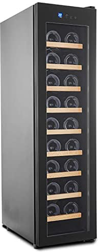 Wine Cooler Refrigerator 18 Bottles Built in or Freestanding, Wine Refrigerator with Stainless Steel&Double-Layer Tempered Glass Door Energy Saving, Quiet Operation