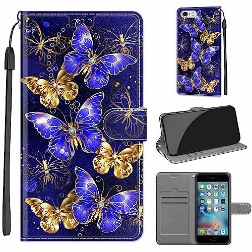for iPhone 6 / 6S Case, PU Leather Wallet Book Flip Folio Stand View Cover Pouch Compatible with iPhone 6 / 6S Phone Case (Butterfly)