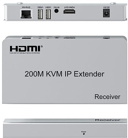 200M HDMI KVM IP Extender , oltre RJ45 cat5e/6 1080P HDMI USB KVM Ethernet Extender uno a molti da Gigabit Switch per PC DVR Loptop Supporto Mouse Keyboard (RX)