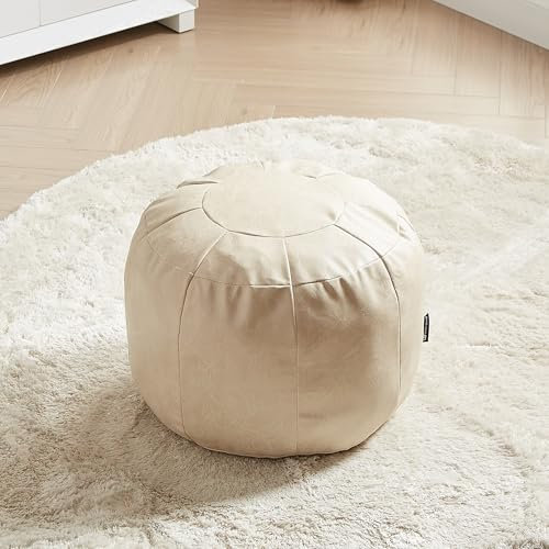 Louis Donné Ungefüllter Ottoman-Pouf-Bezug, Kunstleder-Fußhocker für Fußstütze, kleine Sitzsack-Aufbewahrungslösung für Heimdekoration, wasserdichte runde Sitzhocker für Wohnzimmer, Schlafzimmer