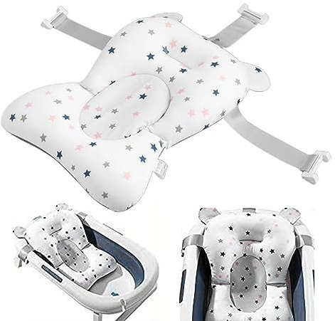 Rosixehird baño para bebé para bañera - Almohada Apoyo Antideslizante Ajustable para bañera,Suministros para el Cuidado del bebé, artículos Esenciales para recién Nacidos con Hebillas y 3