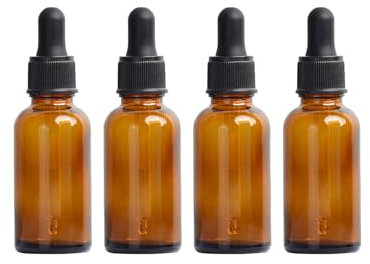 Pipettenflasche,Pipettenflasche Glas,4 x 5 ml Braun Pipettenflasche,Apothekerflasche Pipette,Pipettenflasche Braunglas,Glasflaschen für Ätherisches Öl,Mini Pipettenflasche,für Ätherische Öl,Parfümöle