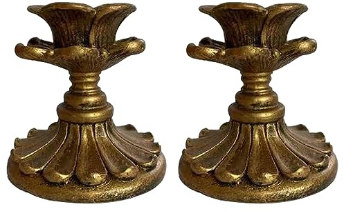 Vintage Stumpenkerzenhalter - Harz Antiker Stil Kegel Kerzenhalter für Tischdekor, 2 STÜCKE
