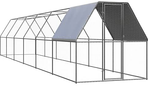 heybb Outdoor-Hühnerkäfig 2x12x2 m Verzinkter Stahl HüHnerstall FüR 10 HüHner Chicken Coop