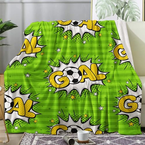ZDABAOEC Kuscheldecke Flauschig Fussball Decke, Fleecedecke 150x200, Sofadecke & Couchdecke, Weiche Kuschelige Wohndecke Blanket, XL Decken für Sofa Couch