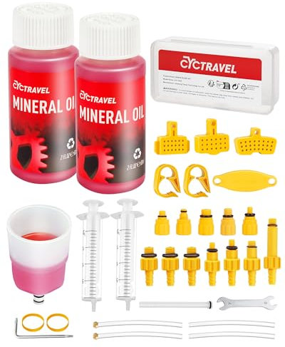 cyctravel Bremsen Entlüftungsset für Shimano, TEKTRO Hydraulische Scheibenbremsen, Entlüftungskit Enthält Hochleistungs-Mineralbremsflüssigkeit (120ml).