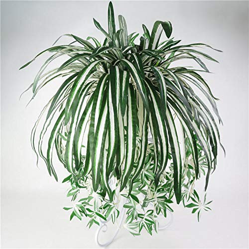 RXMORI 4 pcs Artificial Chlorophytum Silk Flowers, Artificial Spider Plant Fake Greenery Faux Plant, Wall Hanging Plants Decorative Silk Plant for Home Hotel Decor (#1)