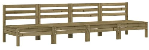 vidaXL Gartensofa ohne Armlehnen 4 STK., Outdoor Sofa mit Latten-Design, Gartencouch Modular mit Rückenlehne, Gartenmöbel Gartengarnitur, Kiefernholz Imprägniert