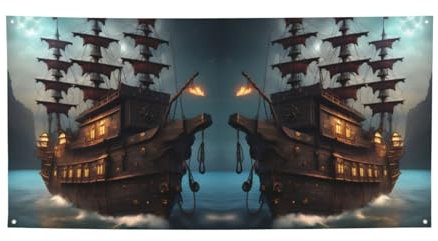 Geburtstagsparty-Banner, Themenspiele, Partyzubehör – ideal für Halloween und Weihnachts-Fantasy-Piratenschiff