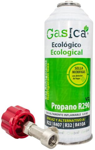 Ralertreik Pack Gasica V2 Gas Refrigerante Ecológico Sustituto del R22/R407/R32 y R410A (1 Botella + Llave)
