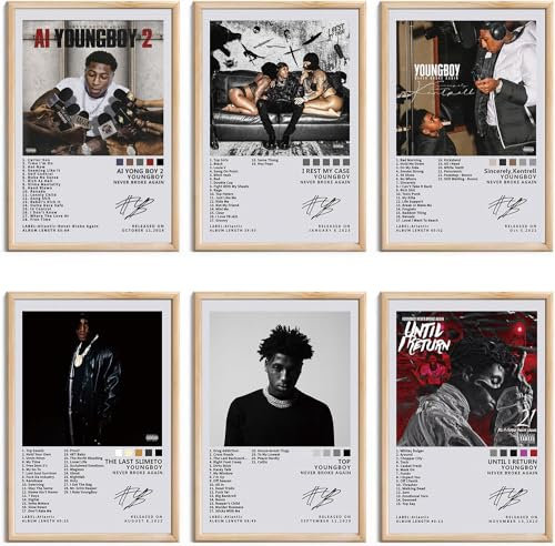 Nba Youngboy signierte limitierte Poster, Leinwand-Kunstdrucke, 6 Stück, für Wohnzimmer, ästhetische Poster, Schlafzimmer, Musik, Klassenzimmer, Wanddekoration, Kunst, 20,3 x 30,5 cm, ungerahmt