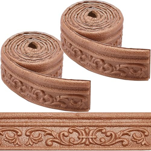 craspire 165 x 3 Zoll Kronenleiste Zum Abziehen Und Aufkleben Schaumstoff Braun Selbstklebend Flexibel 3D Klebrig Vintage Dekorative Tapetenbordüre Wandkante Schaumstoff Fußleiste Spiegelbordüre