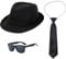 UILYNIU 3 Stück Mafia Gatsby Gangster Kostüm Herren 1920s Jahre Herren Accessoires Hut Gläser Krawatte, Panama Gangster Hut Erwachsene Kostüm fur Halloween Karneval Kostümparty