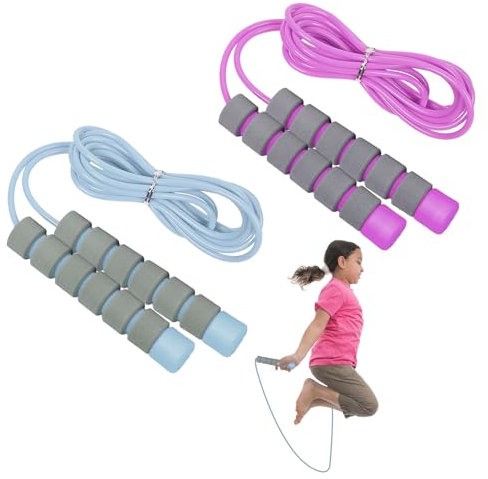 Jkids Adjustable Skipping Rope for Kids - 2 PCS, 2.6m With Skin-Friendly Foam Handles - Soft Jump Rope for Ages 5-9, Exercise and Outdoor Workout
