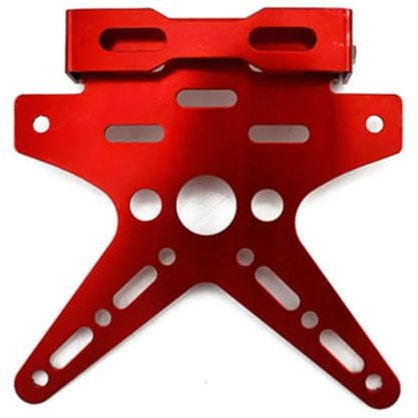 Motorbike Tail Tidy Motorcycle License Plate Rack Universal Electroplating CNC Aluminum Alloy Adjustable Motorcycle License Plate Frame Number Cover License Plate Bracket(Red)