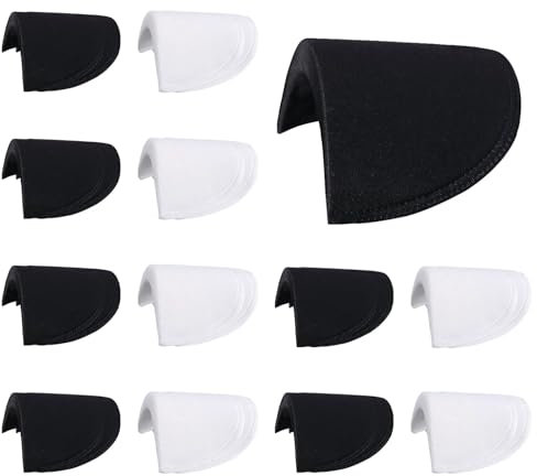 PUERFOCA 10 Paar Schulterpolster Shoulder Pads, Schaumstoff Schulterpolster für Damen und Herren Blazer Jacken Anzug,Dicke 1.2 cm Schwammpolster Nähen für Blazer, Anzug, T-Shirt (Weiß, Schwarze)