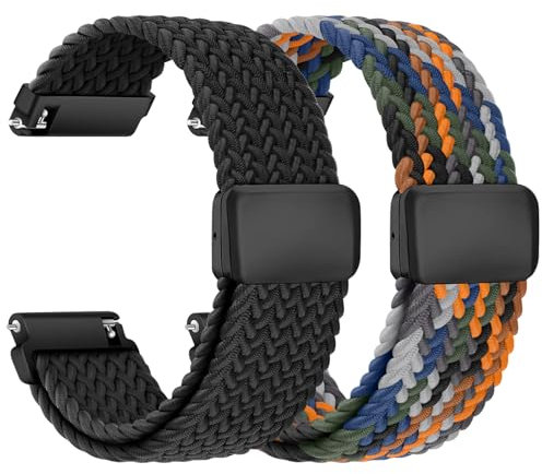 chinbersky Nylon Intrecciato Cinturino 20mm con Chiusura Magnetica, Cinturino Smartwatch 20mm Elasticizzato per Samsung Galaxy Watch 7/6/5/4/FE/5 Pro/6&4 Classic/Active 2/Amazfit gts 4 3 2