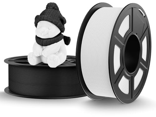 TECBEARS Matte PLA Filament Schwarz Weiß 2KG, High Speed PLA 3D Drucker Filament mit Matter Oberfläche für 0-600 mm/s Hochgeschwindigkeitsdruck, Maßgenauigkeit +/- 0.02mm, 2 Stück 1kg Spule (2.2lbs)
