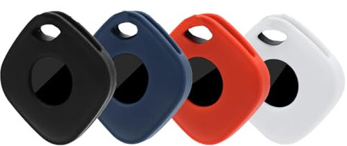 VAEKNVG 4PCS Case for Tile Mate 2024, Soft Silicone Skin Cover Shock-Absorbing Protective Case with Carabiner Accessories (Black+Blue+Red+White)