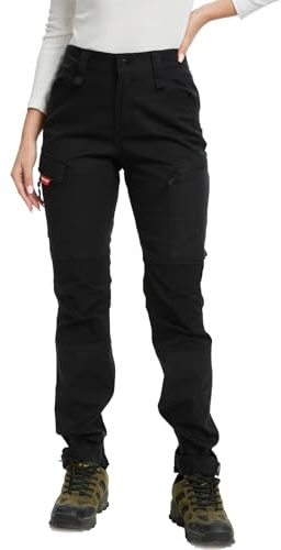 WORK IDEA Damen Wanderhose aus Baumwolle, Stretch-Slim Fit, wasserabweisend, verstellbare Hosenbeine, geeignet für Camping, Wandern & Gartenarbeit