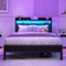VERFARM Polsterbett Bettgestell 120x200 cm, Doppelbett Bettrahmen mit LED und Ladestation, Bettrahmen mit Stauraum, Jugendbett Gästebett mit Kopfteil, perfekt für Schlafzimmer Gästezimmer, Dunkelgrau