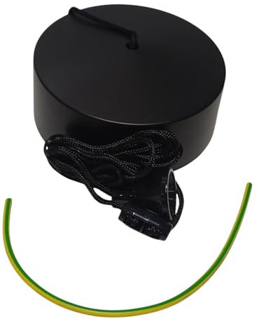 EABCON Black Pull Cord Light Switch, 2 Way, 6 amp /250 Volt, Supplied with Cut of Earth Sleeving
