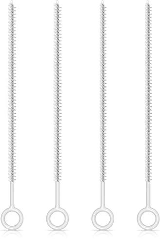 Linkidea Water Bottle Full Coverage Bristles Straw Cleaner Brush Set, 4 Pack with 2 Diameters Drinking Straw Cleaning Brush, 10 Inch Length Grip Handle Straw Brushes for Tumblers (6mm & 8mm)
