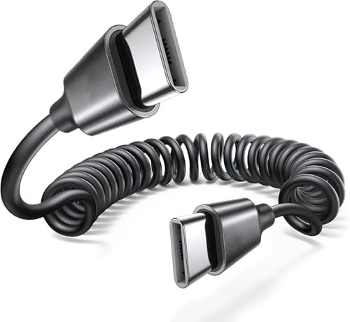 Pixel 10 9a C to C Coiled Cable 1.5m, iPhone 16e Retractable Fast Charging Cord, USBC to USBC Spring Cable for iPhone 17 16 Pro Max 15 Plus, Samsung Galaxy S25, Google 9 Pro Android Auto Apple CarPlay