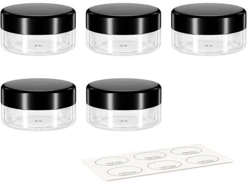 3 Gram Sample Pots, 5 Pcs Plastic Travel Pots for Toiletries, Mini Travel Containers with lids, Empty Cosmetic Containers for Face Creams, Samples, Make-Up