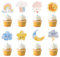 Arthsdite 24Pcs Weather Cupcake Toppers Cute Emoij Cloud Rainbow Sun Moon Star Cupcake Picks Weather Cake Decoration