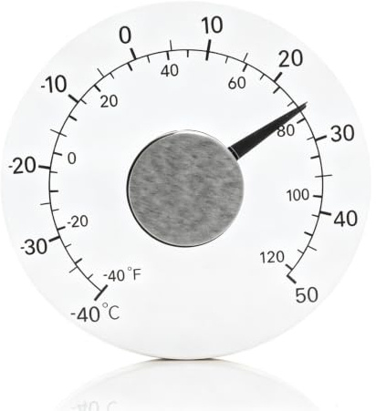 Outdoor Window Thermometer, Transparent Window Thermometer for Outside Temperature Adhesive Round for Indoor Patio Farm No Battery Required 4.3 Inch Diameter