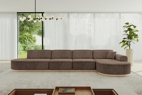 ALTDECOR Ecksofa in L-Form Corner Sofa Bett Eckcouch Couch Wohnlandschaft Cauchsofa MARI-L3-v1-402x165x81 cm Braun