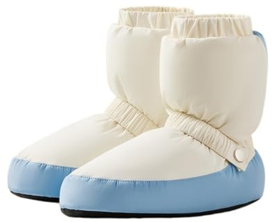 Hixingo Ballettschuhe Damen Stoff Winter, 34-45 Aufwärmstiefel Ballett Erwachsene Tanzstiefel Damen Warme Winter Ballettstiefel Warm Up für Trainings Schläppchen (L,Beigeblau)