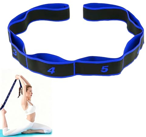 Sangle de Yoga, Ceinture de Yoga Elastique Musculation 9 Niveaux D'Intensité, Band D'étirement de pour Fitness Gymnastique Pilates Musculation Sangle D'Exercice pour Hommes et Femmes (Bleu)