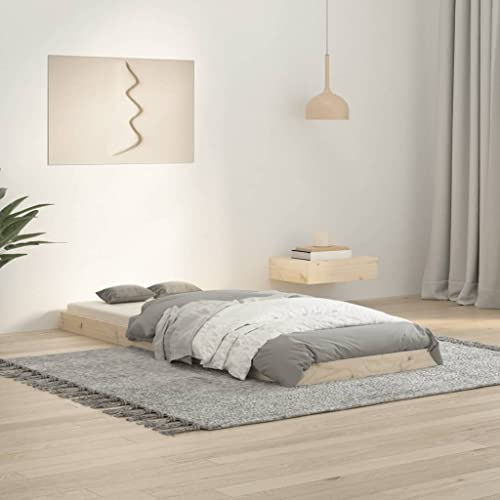 Ziaphsol Massivholzbett 75x190 cm Kiefer, Robustes Einzelbett aus Naturholz, Plattformbett für Schlafzimmer, langlebiges Bettgestell, 2FT6 Small Single