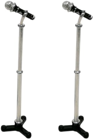 Figurine de microphone miniature de simulation à l'échelle 1/12 pour maison de poupée - Modèle de meubles pour adulte - Microphone miniature