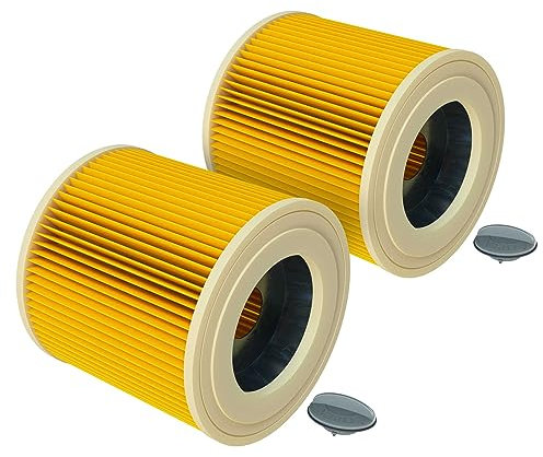 vhbw 2x filtre plissé compatible avec Kärcher A 2254 Me, A 2534 pt, A 2554 Me, A 2604, A 2654 Me, A 2656 X Plus, SE 4001, SE 4002 aspirateur - jaune