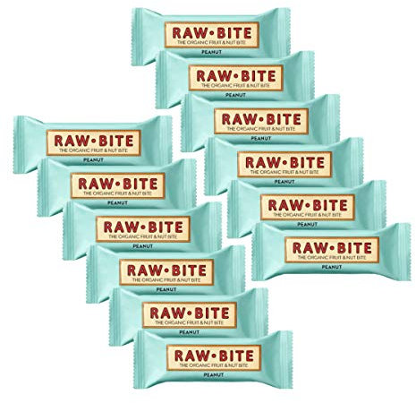 Raw Bite - Peanut Riegel - Frucht-Nussriegel mit Erdnüssen, Datteln und Meersalz, Größe:12 x 50 g