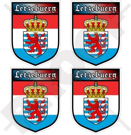 LUXEMBURG Schild, Luxemburg 50mm Auto & Motorrad Aufkleber, x4 Vinyl Stickers