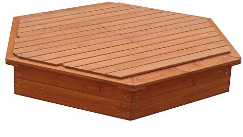 Garden Games Large Hexagonal Wooden Sandpit with Lid- Children's Sandpits