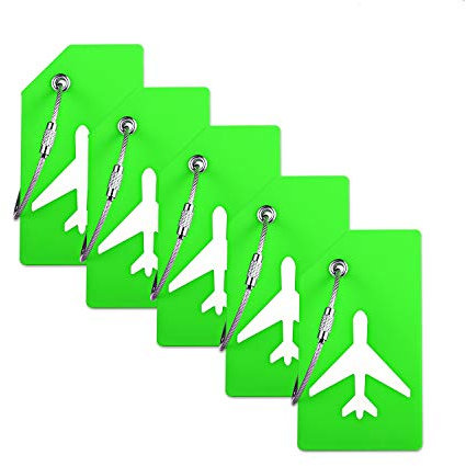 Silicone Luggage Tag with Name ID Card Perfect to Quickly Spot Luggage Suitcase by Ovener (Green 5 Pack Tags)