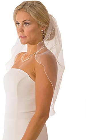 Unbekannt Schleier Brautschleier FEIN 1 Lage IVORY Creme 1-lagig Kurbelkante 60 cm Hochzeit Braut NEU Soft Tüll