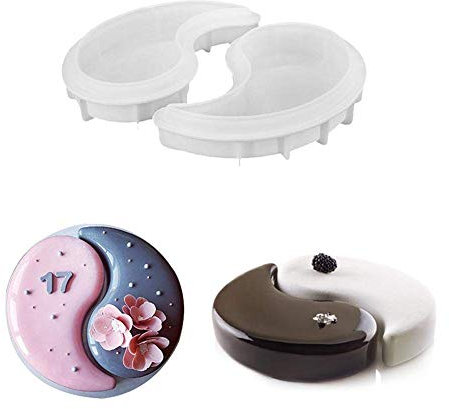 Goodquan Silikon-Backform, Yin-Yang-Form, FDA-zertifiziert, Backwerkzeug für Muffins, Brot, Gebäck, Kuchenform, 22x13x5,7cm