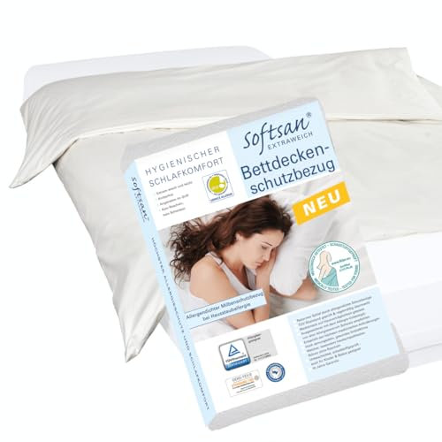 Softsan Extraweich Allergiker Deckenbezug 135x200 cm, Anti Milben Encasing zum Milbenschutz für Hausstauballergiker